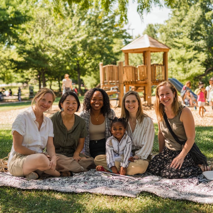 Vienna Moms, Inc. board members smiling together at a community event in Vienna, VA.