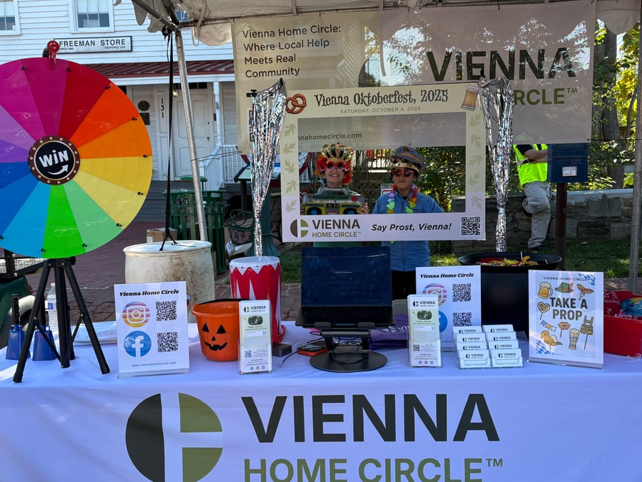Vienna families visiting Vienna Home Circle booth at Oktoberfest