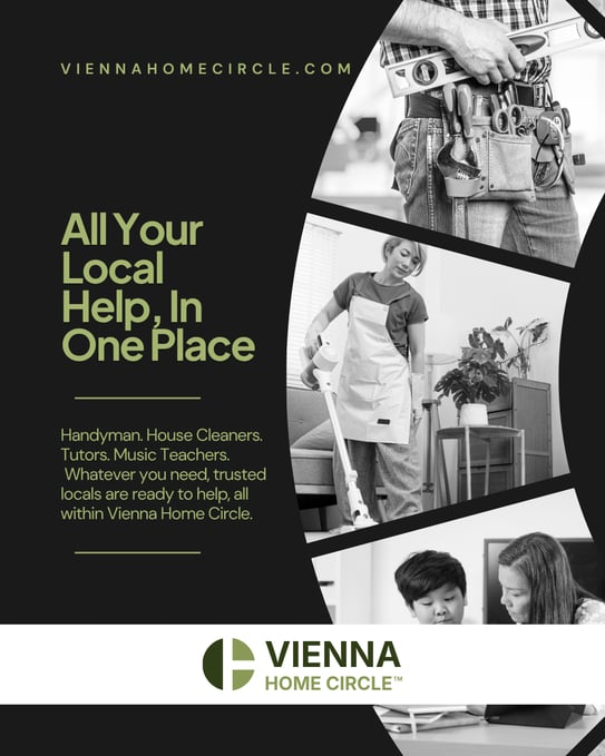 Laptop displaying Vienna Home Circle website with exclusive local member offers, representing trusted local businesses across Northern Virginia